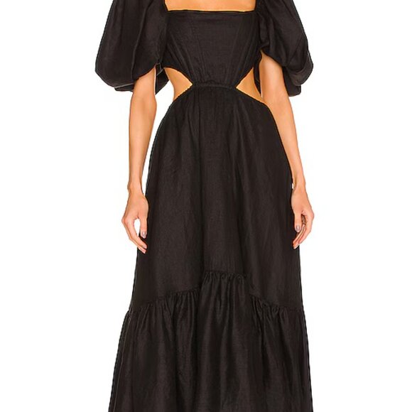 Aureta Millie puff sleeve linen maxi dress from Revolve - Picture 3 of 3